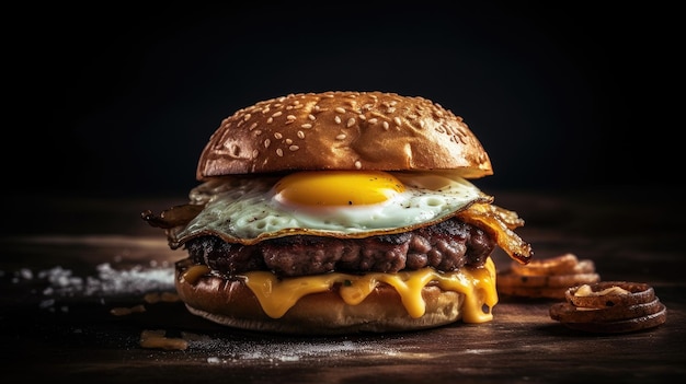 Un hamburger con sopra un uovo fritto