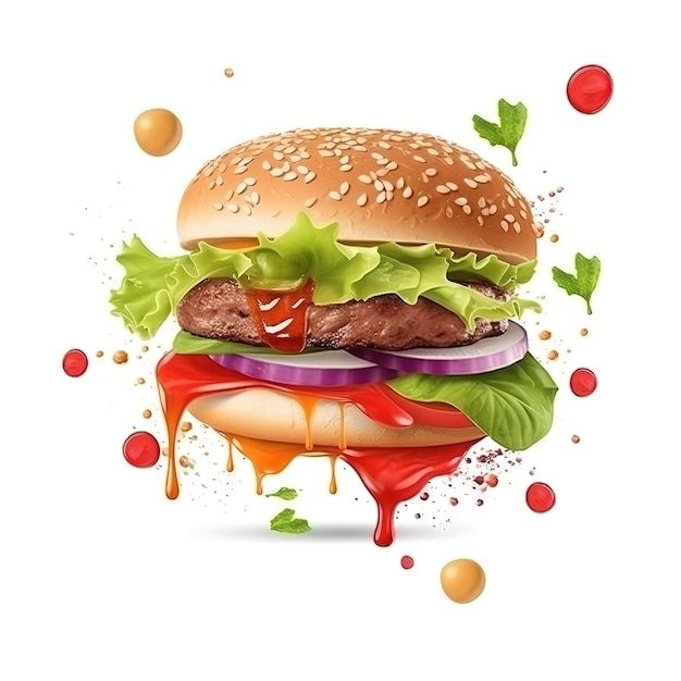 Un hamburger con sopra una salsa di pomodoro.