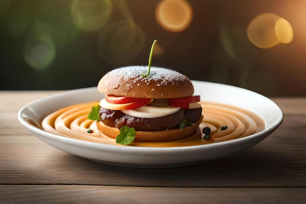 Un hamburger con sopra una salsa di pomodoro