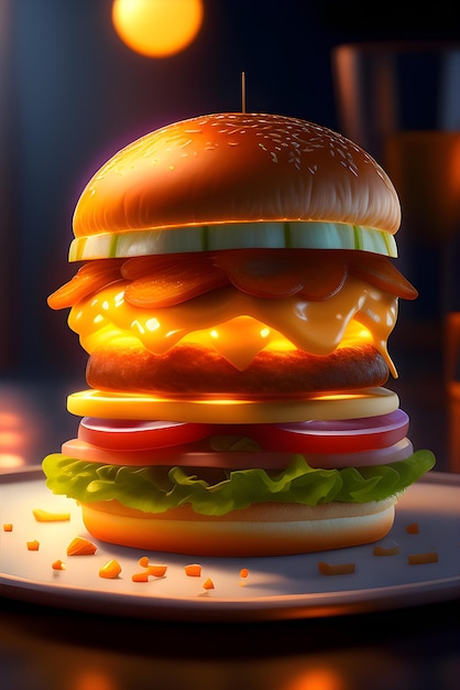 Un hamburger con una copertina di plastica con su scritto "hamburger".