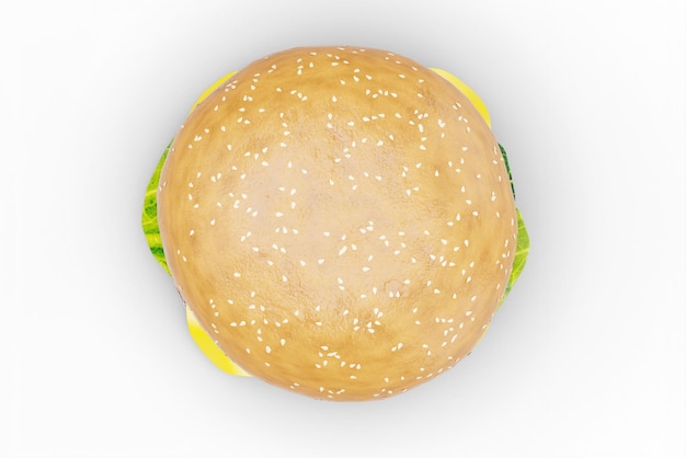 Un hamburger con una parte superiore verde e una parte superiore gialla.