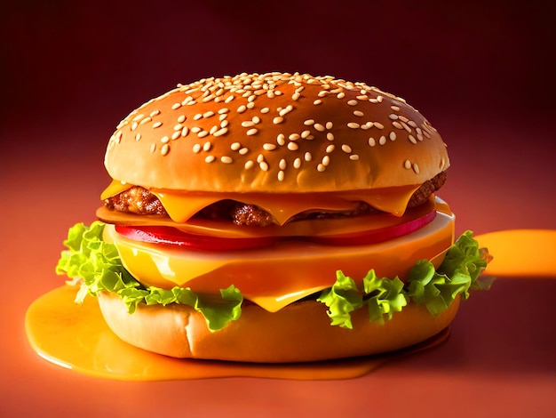 Un hamburger delizioso e realistico su uno sfondo bianco