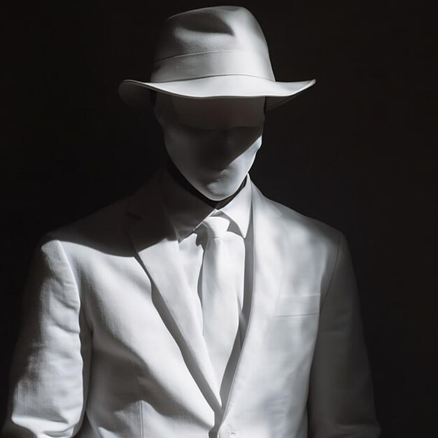 Un Homme En Costume Blanc Et Chapeau Avec Le Mot Anonyme Dessus