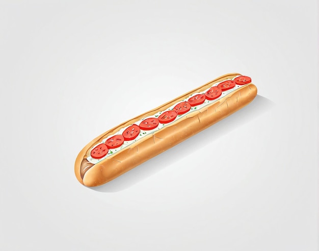 un hot dog con i pomodori sopra