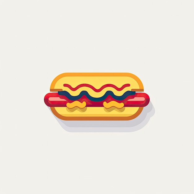 Un hot dog con logo di condimenti di senape e ketchup