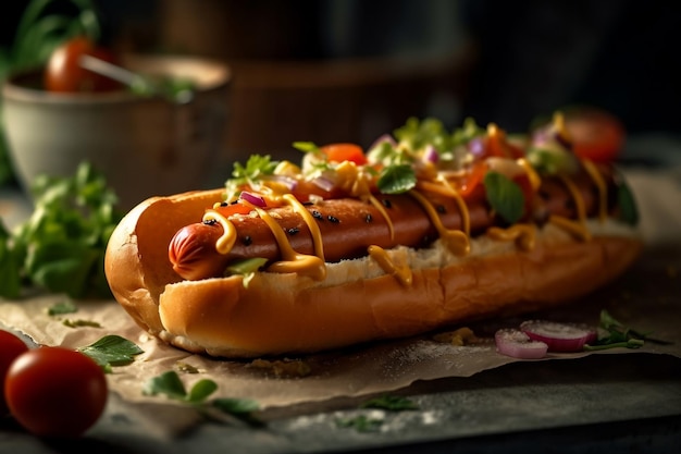 Un hot dog con sopra un contorno di senape