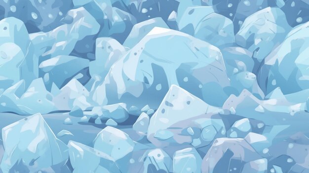 Un iceberg blu con molte rocce sopra.