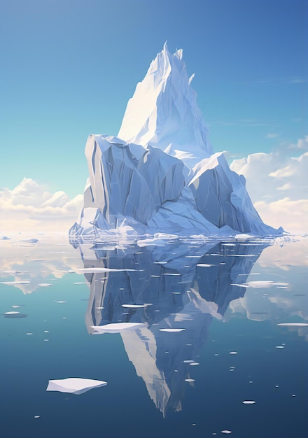 un iceberg che galleggia nell'acqua in un giorno di sole
