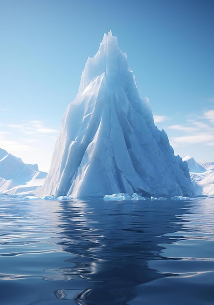 un iceberg che galleggia nell'acqua in un giorno di sole