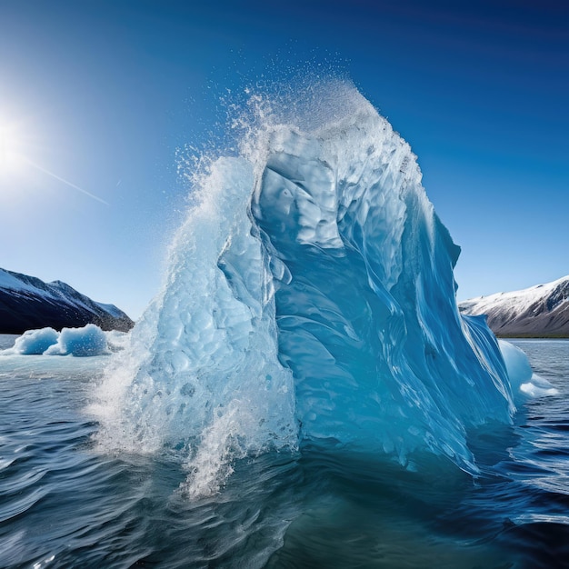 un iceberg che galleggia nell'acqua.