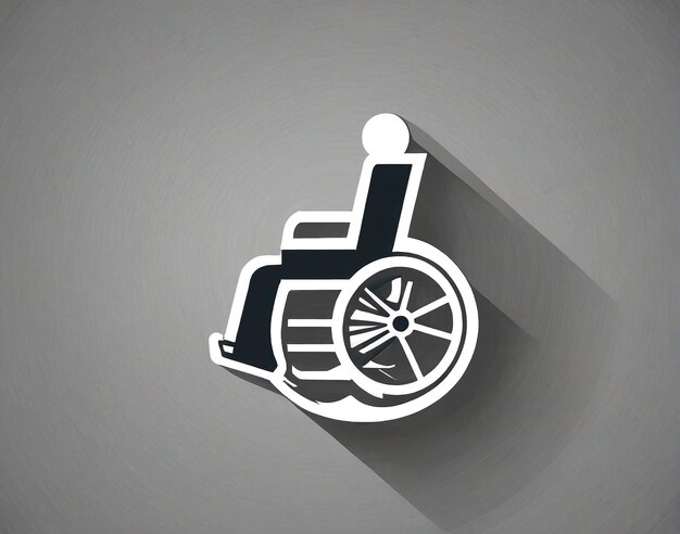 un'icona di sedia a rotelle con un'ombra su uno sfondo grigio