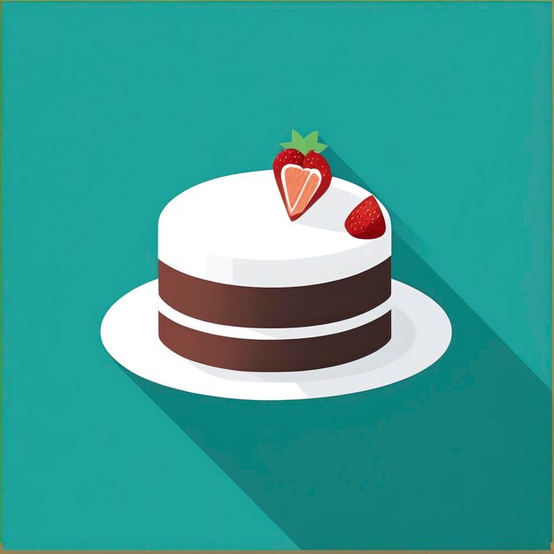 Un'icona di torta piatta su uno sfondo bianco pulito