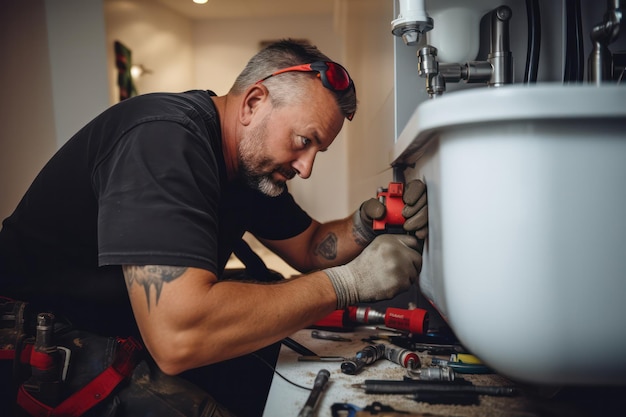 Un idraulico esperto esegue la manutenzione e l'installazione