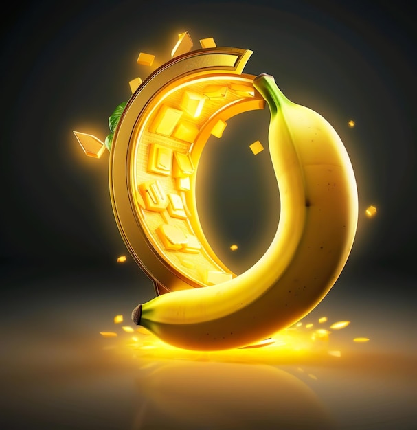 Un'illustrazione 3d banana con sfondo nero