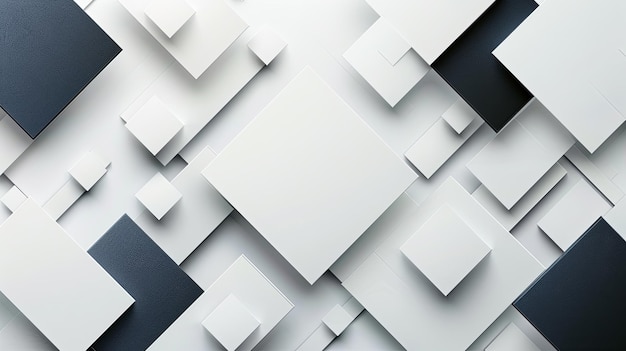 Un'illustrazione 3D di quadrati e rettangoli bianchi che creano un modello