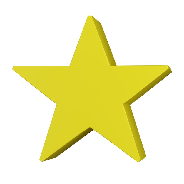 Un'illustrazione 3D di una stella gialla isolata su uno sfondo bianco