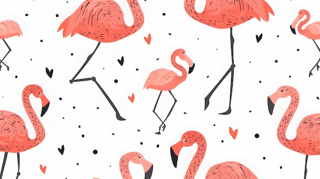 un'illustrazione ad acquerello di fenicotteri in rosa e nero