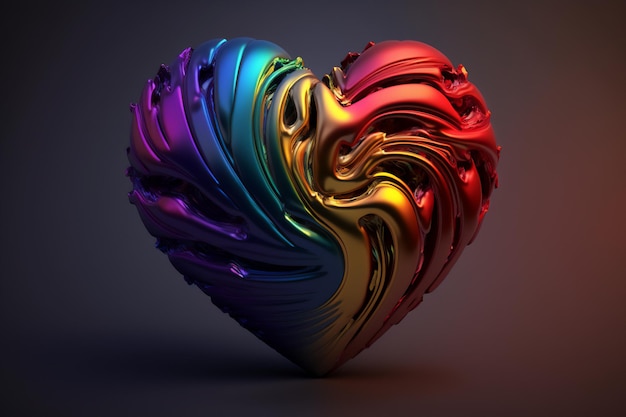Un'illustrazione astratta multicolore del cuore con colori audaci e contrastanti che promuovono l'inclusività