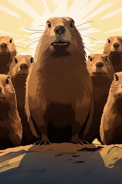 un'illustrazione che raffigura una serie di marmotte con diverse ombre