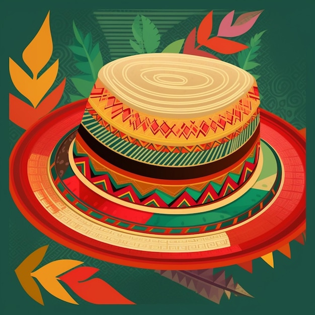 Un'illustrazione colorata di un cappello sombrero colombia Independencia de Colombia