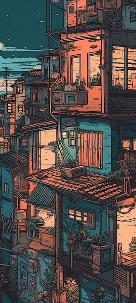 Un'illustrazione colorata di una casa con un tetto che dice "amo il Giappone"