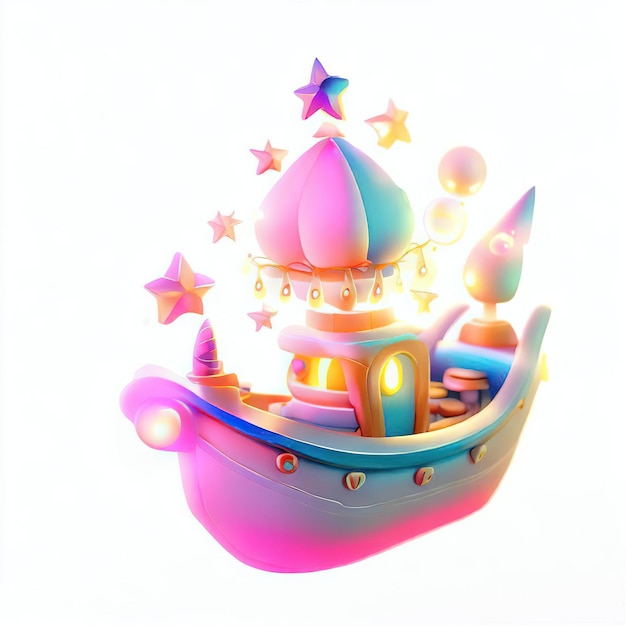 Un'illustrazione colorata di una nave con stelle su di essa