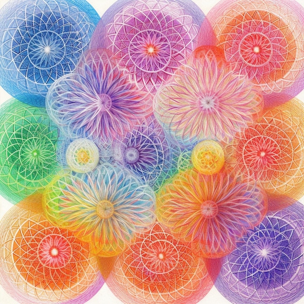 un'illustrazione colorata di uno sfondo floreale con un disegno di fiori e la parola sole.