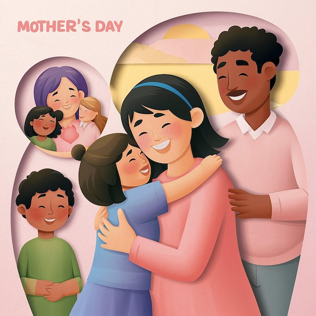 Un'illustrazione commovente e minimalista della Festa della Madre