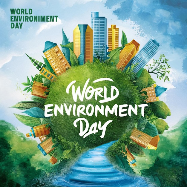Un'illustrazione creativa e visivamente sorprendente di una Giornata Mondiale dell'Ambiente