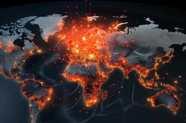 Un’illustrazione cupa che rivela la devastazione globale degli attacchi nucleari