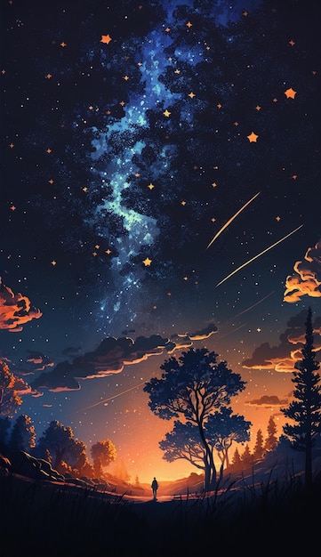 Un'illustrazione del cielo notturno stellato