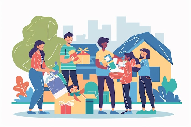 Un'illustrazione del vettore di assistenza comunitaria