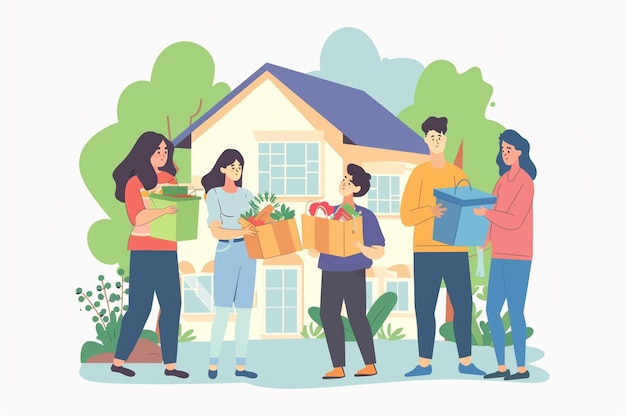 Un'illustrazione del vettore di assistenza comunitaria