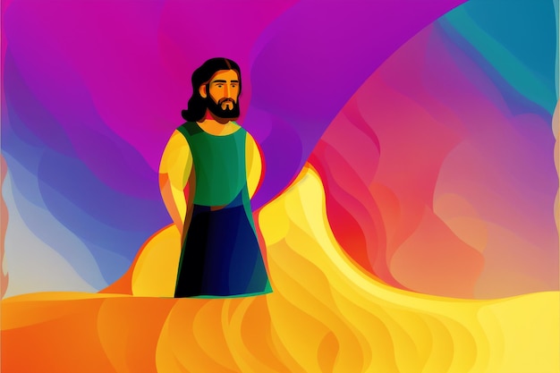 Un'illustrazione del viaggio di Gesù Cristo con Gesù il Salvatore IA generativa