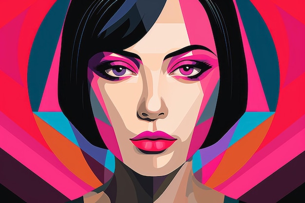 un'illustrazione del volto di una donna con colori vivaci
