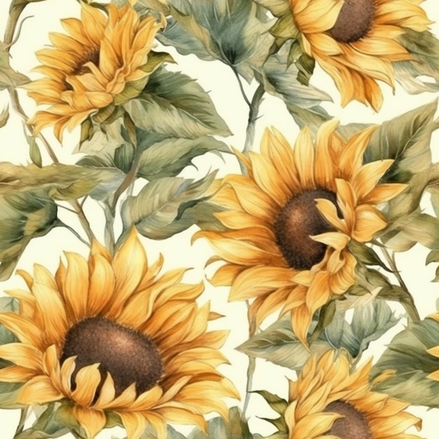 Un'illustrazione dell'acquerello di girasoli su sfondo bianco.