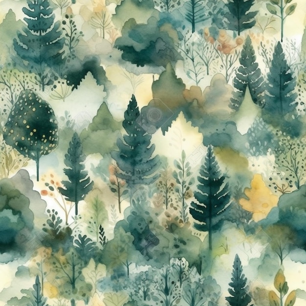 Un'illustrazione dell'acquerello di una scena della foresta.