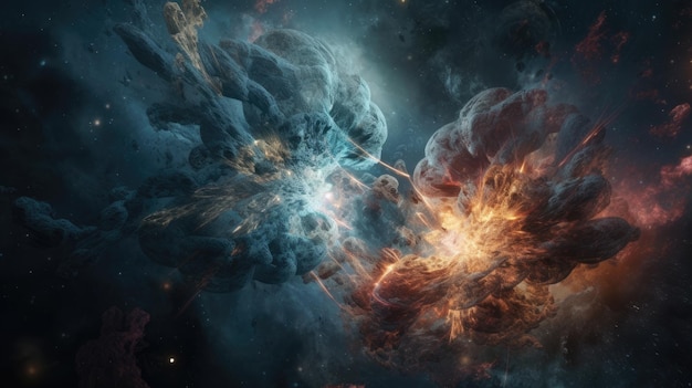 Un'illustrazione dell'esplosione del Big Bang 3d realistica