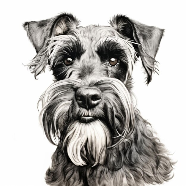 Un'illustrazione dettagliata del viso di un schnauzer