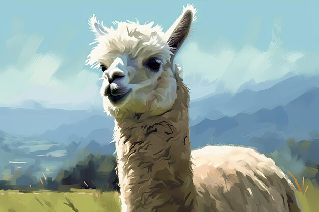 Un'illustrazione di un alpaca della Nuova Zelanda