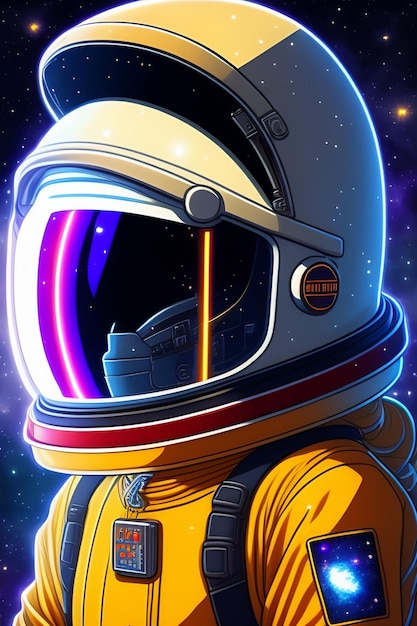 Un'illustrazione di un astronauta con un casco giallo