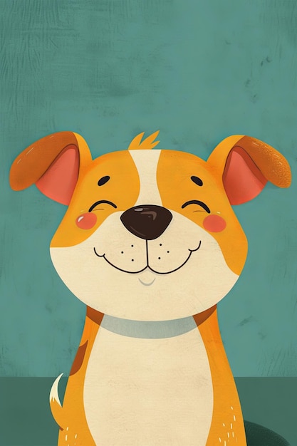 Un'illustrazione di un cane con un sorriso sul viso