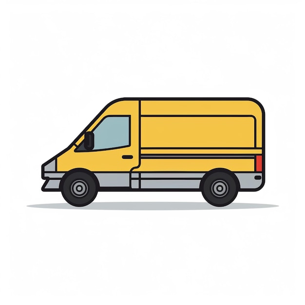 Un'illustrazione di un furgone di consegna su sfondo bianco