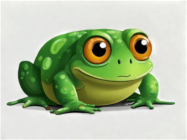 Un'illustrazione di una affascinante rana verde con grandi