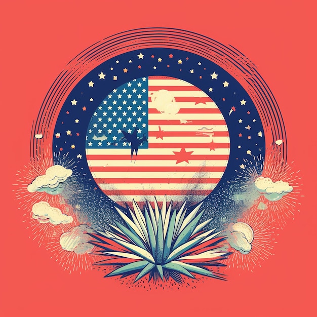 Un'illustrazione di una bandiera con la bandiera americana su di esso