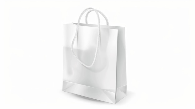 Un'illustrazione di una borsa di carta da spesa bianca isolata su uno sfondo bianco in formato moderno