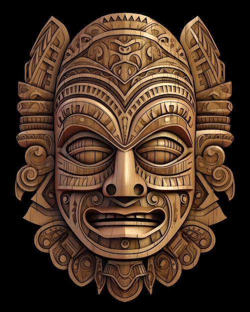 Un'illustrazione di una maschera azteca