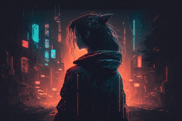 Un'illustrazione di uno sfondo astratto cyberpunk Generazione AI