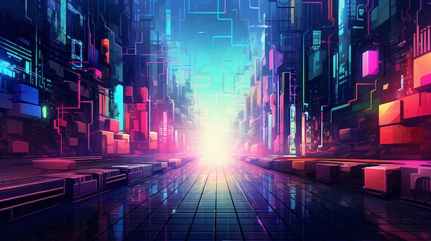 Un'illustrazione di uno sfondo astratto cyberpunk