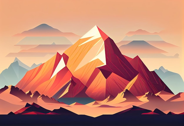 Un'illustrazione digitale delle montagne con le parole montagna nel mezzo.
